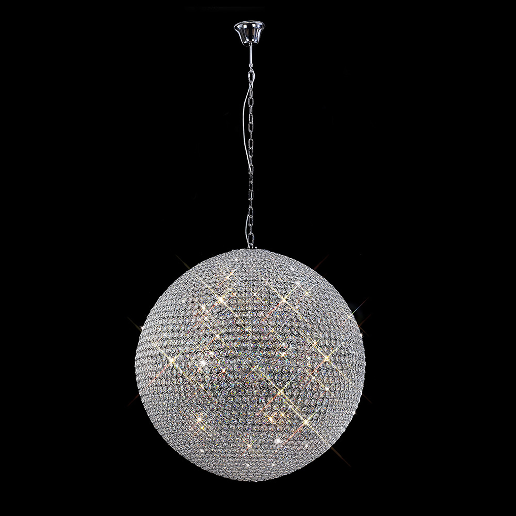 Ava Polished Chrome Crystal Ceiling Lights Diyas Spherical Crystal Fittings